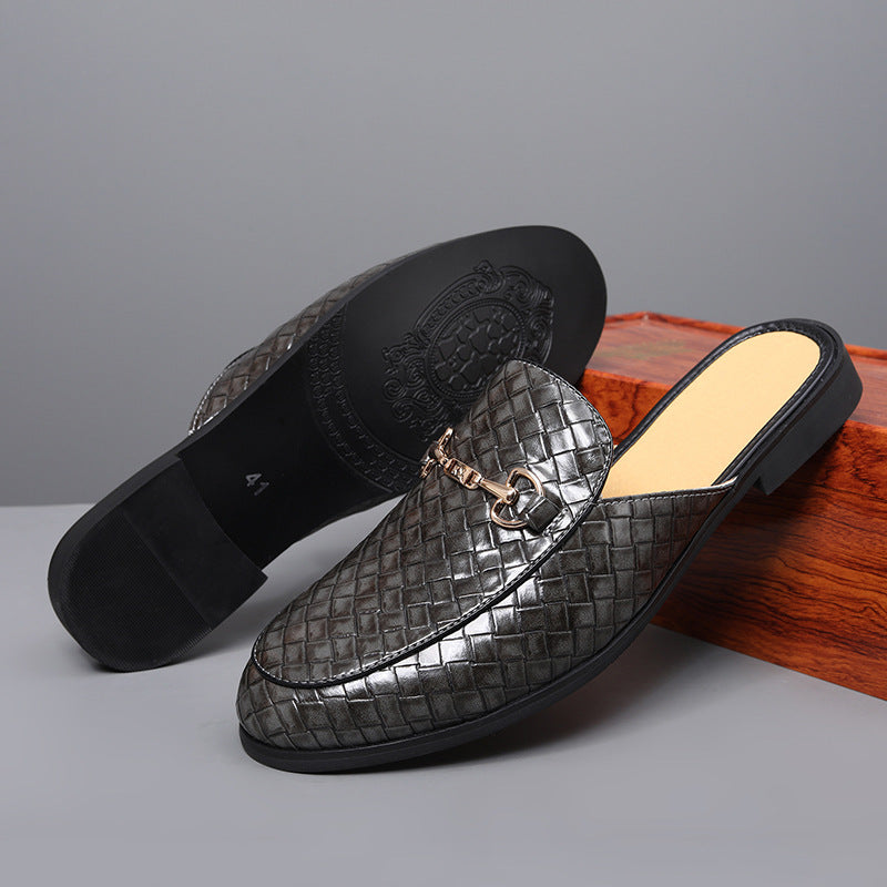IVORIA WeaveLux Leather Slip-On Mule Loafers