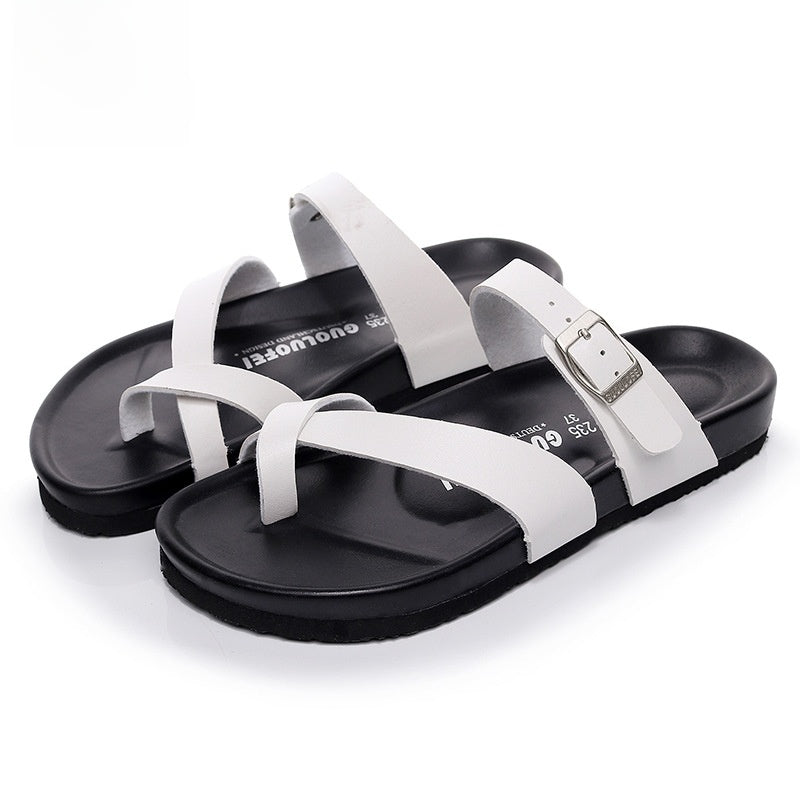 IVORIA CalmStep Leather Cork Slides