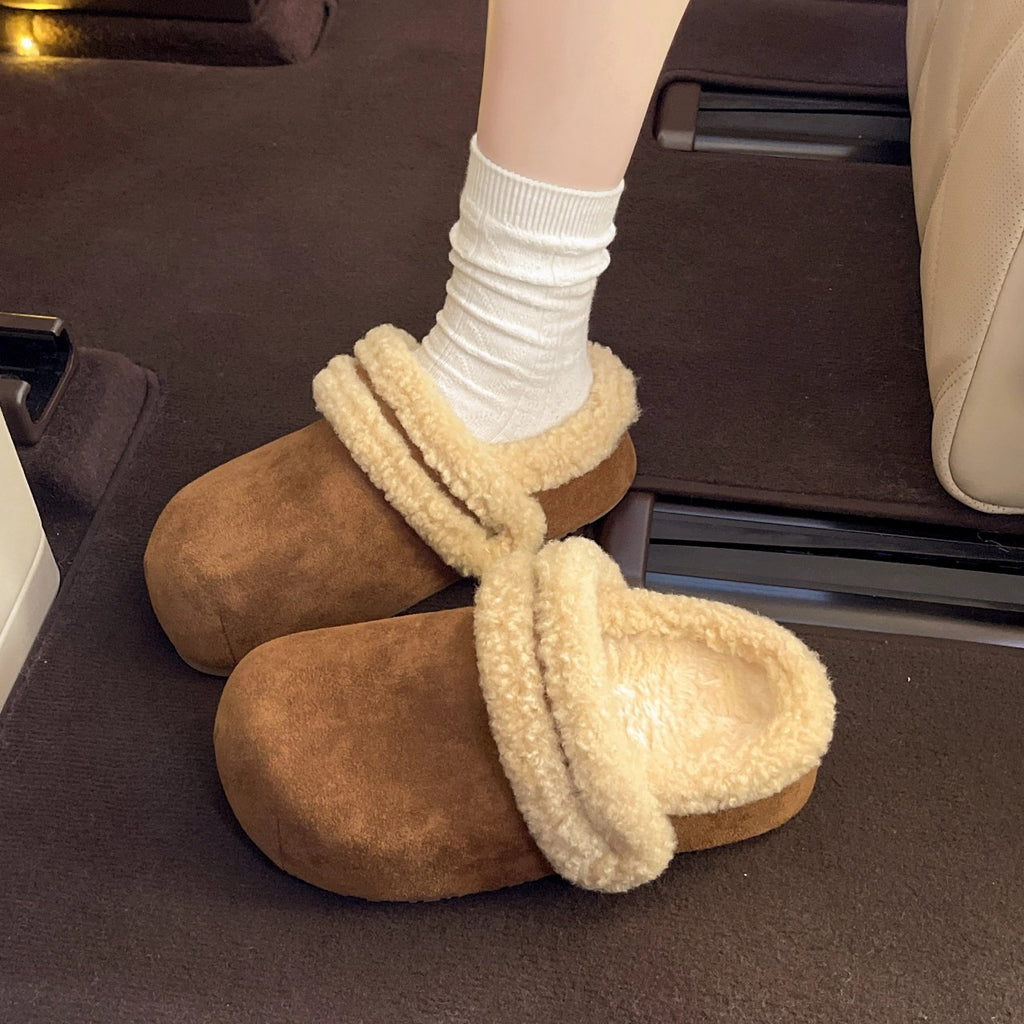 IVORIA Eleve Fleece Platform Clogs