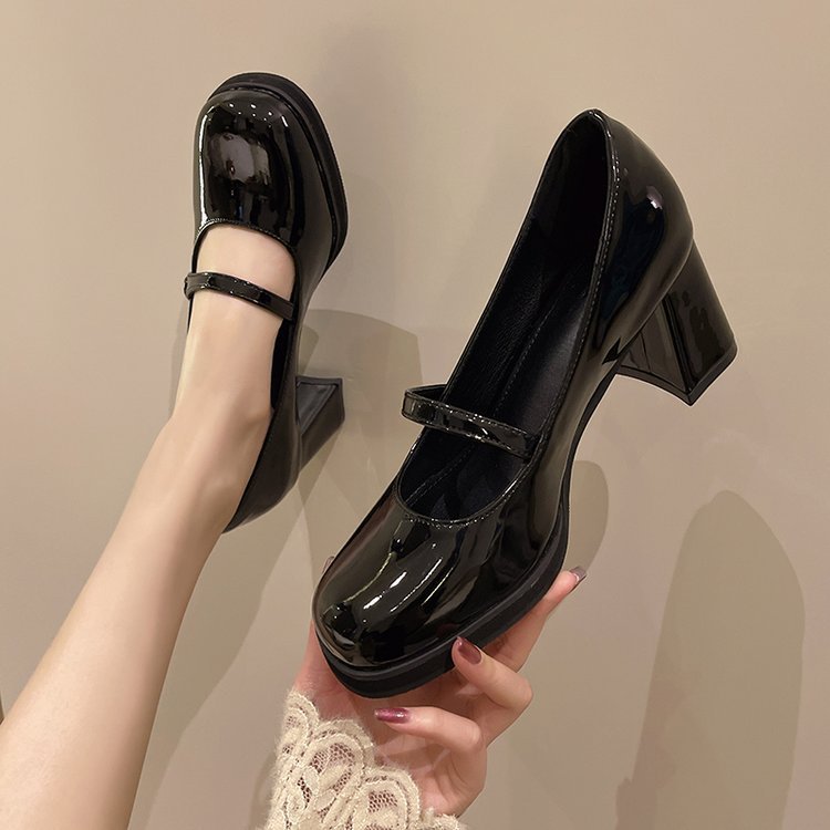 IVORIA Noire Square-Toe Mary Jane Heels