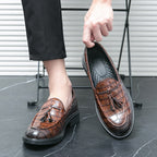 IVORIA RegalCroc Leather Tassel Loafers