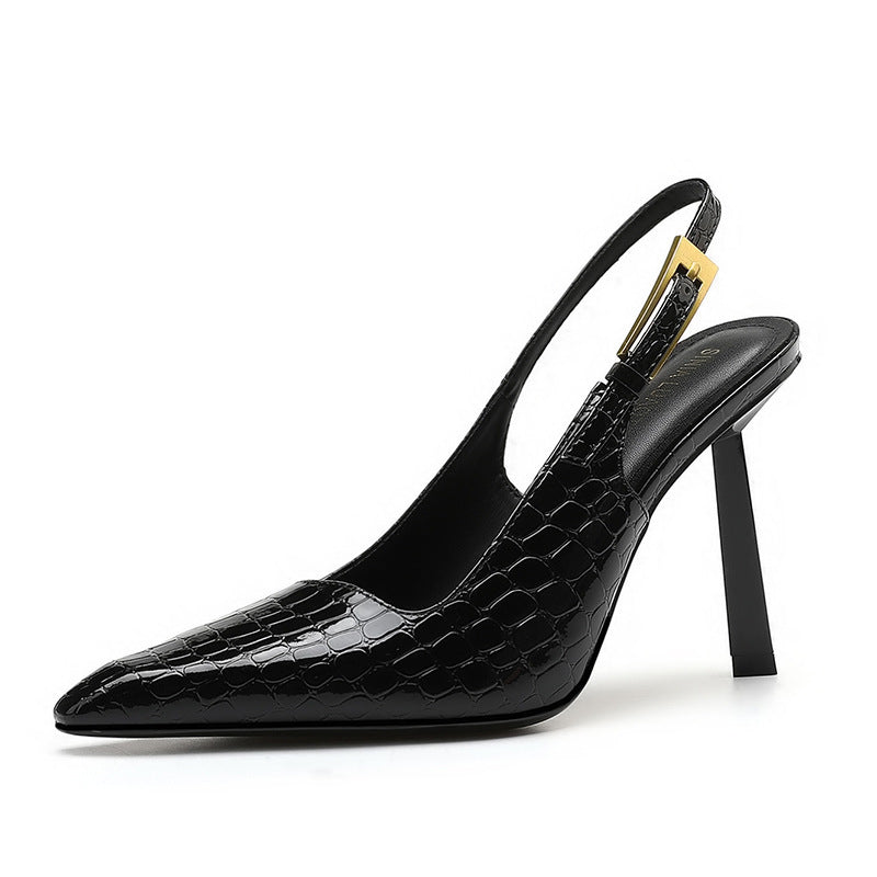 IVORIA Aurelia Sculpted Slingback Leather Heels