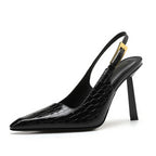IVORIA Aurelia Sculpted Slingback Leather Heels
