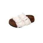 IVORIA CozyLuxe Leather Buckle Slides
