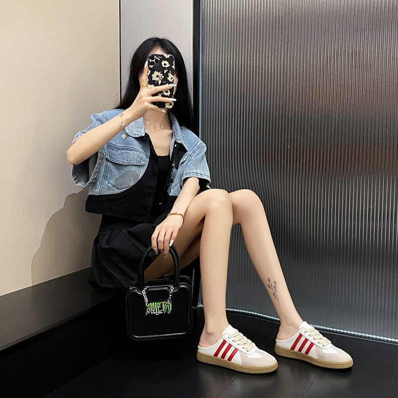 IVORIA StrideMuse Retro Slip-On Sneaker Mules