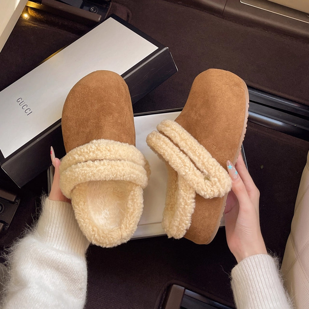 IVORIA Eleve Fleece Platform Clogs