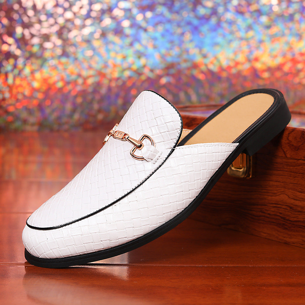 IVORIA WeaveLux Leather Slip-On Mule Loafers