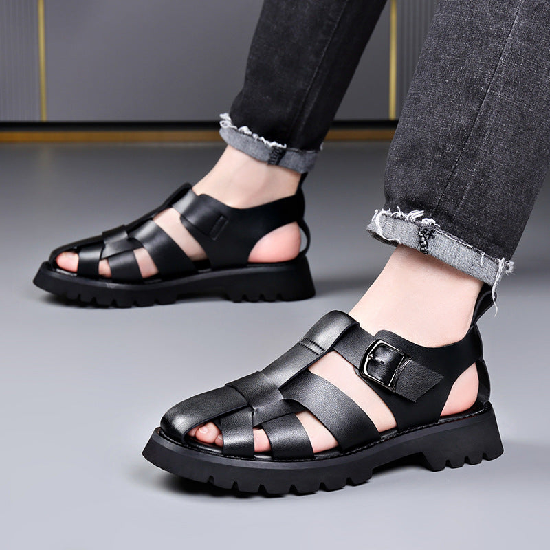 IVORIA Nero Platform Leather Sandals
