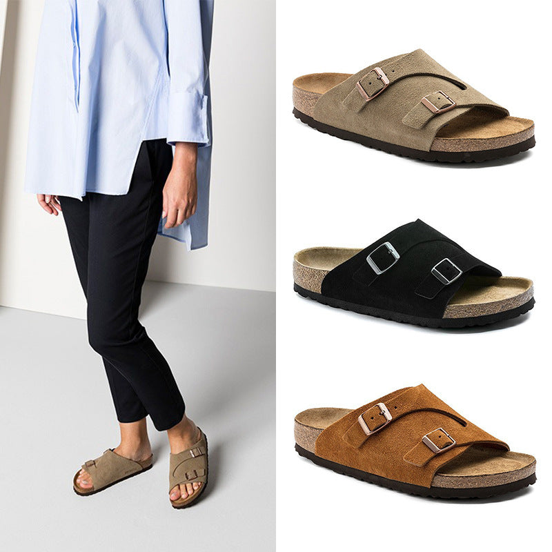 IVORIA TerraFlex Leather Double-Buckle Cork Sandals