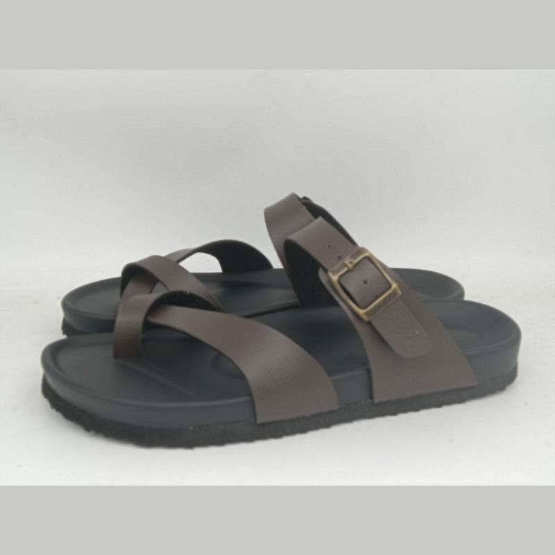 IVORIA CalmStep Leather Cork Slides