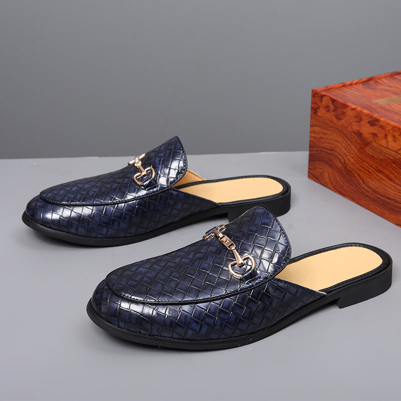 IVORIA WeaveLux Leather Slip-On Mule Loafers