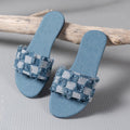 IVORIA CheckCharm Frayed Slide