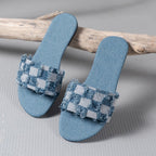 IVORIA CheckCharm Frayed Slide