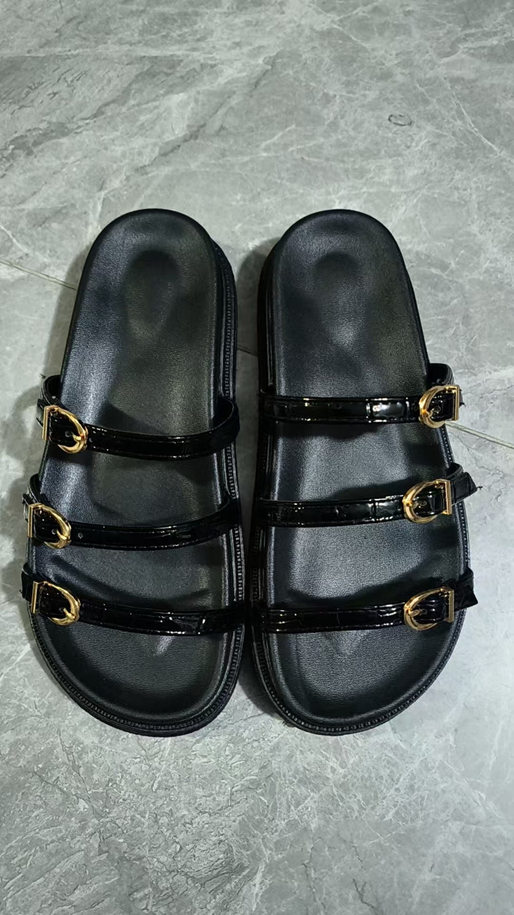 IVORIA Camille Triple-Buckle Platform Sandals