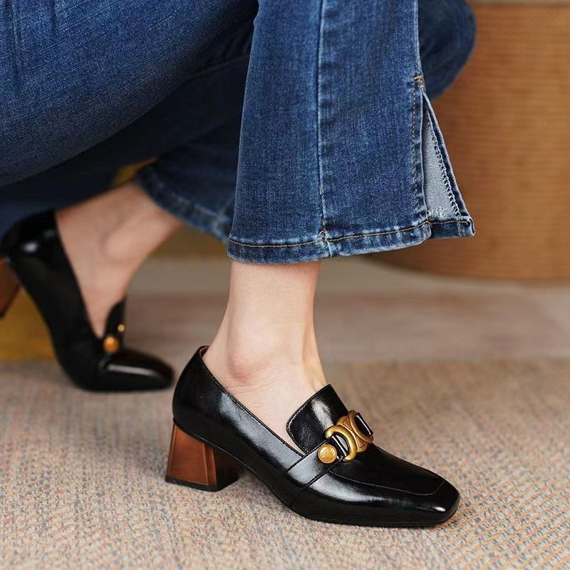 IVORIA Heritage Muse Square-Toe Block Heels