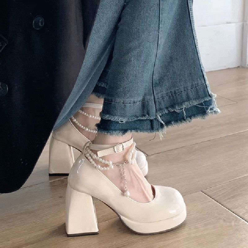 IVORIA Elise Pearl Mary Jane Platforms