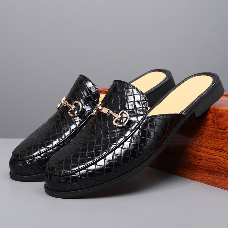 IVORIA WeaveLux Leather Slip-On Mule Loafers