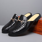 IVORIA WeaveLux Leather Slip-On Mule Loafers