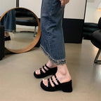 IVORIA DenimLift Buckle Platform Sandals