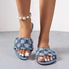 IVORIA CheckCharm Frayed Slide
