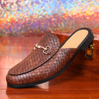 IVORIA WeaveLux Leather Slip-On Mule Loafers