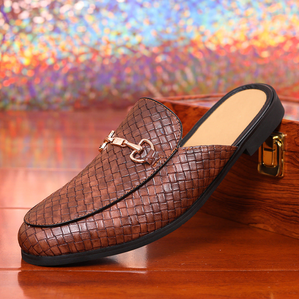 IVORIA WeaveLux Leather Slip-On Mule Loafers
