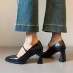 IVORIA Nova Square-Toe Block Heels