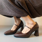 IVORIA Nova Square-Toe Block Heels