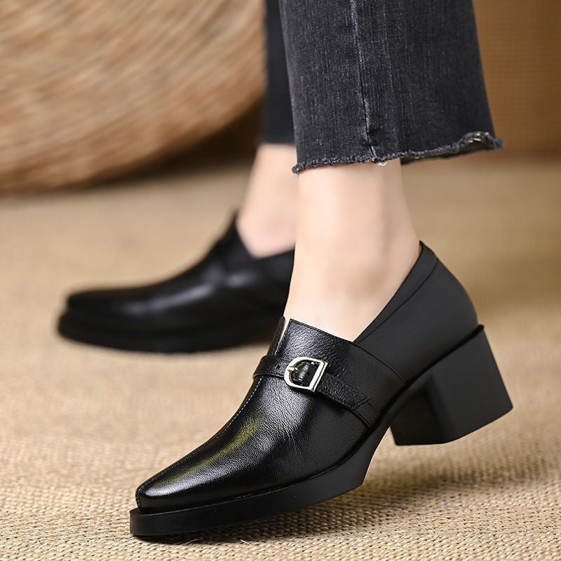 IVORIA Elysse Retro Block Heel Loafers