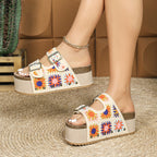 IVORIA BohoBloom Embroidered Platform Sandals
