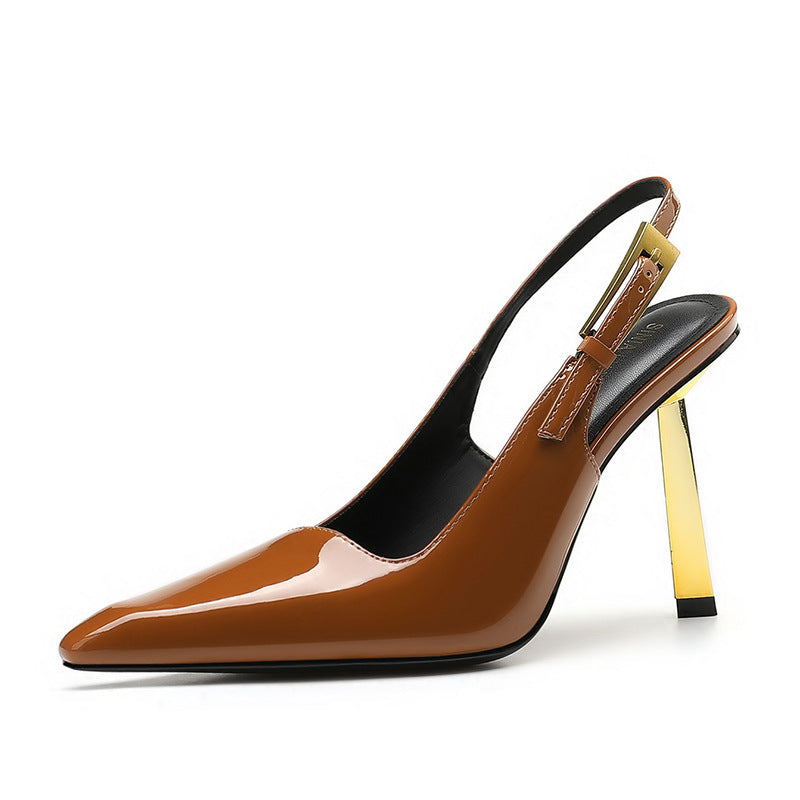 IVORIA Aurelia Sculpted Slingback Leather Heels