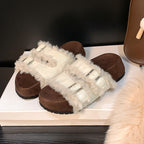 IVORIA CozyLuxe Leather Buckle Slides