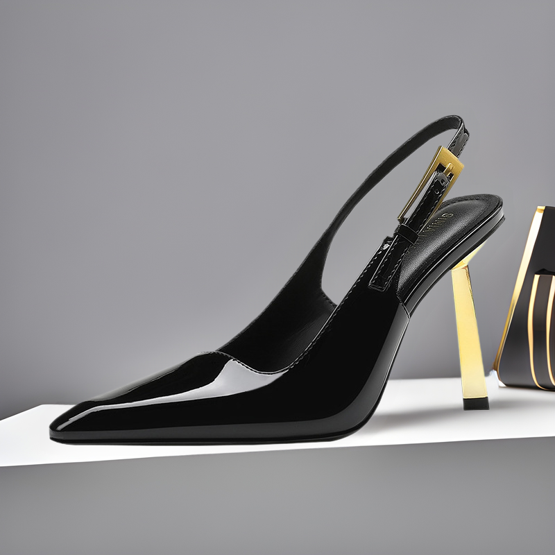 IVORIA Aurelia Sculpted Slingback Leather Heels