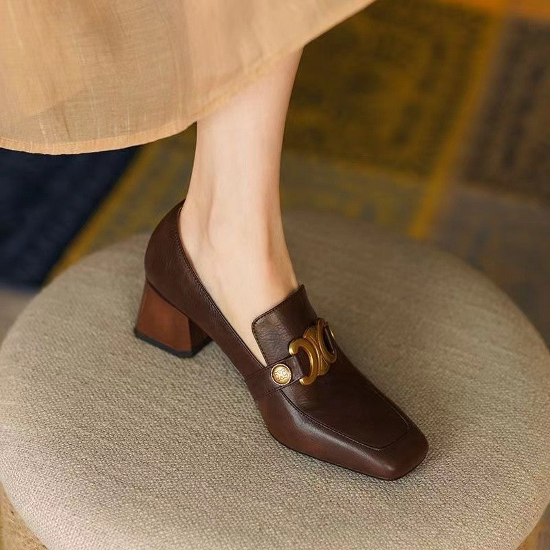 IVORIA Heritage Muse Square-Toe Block Heels