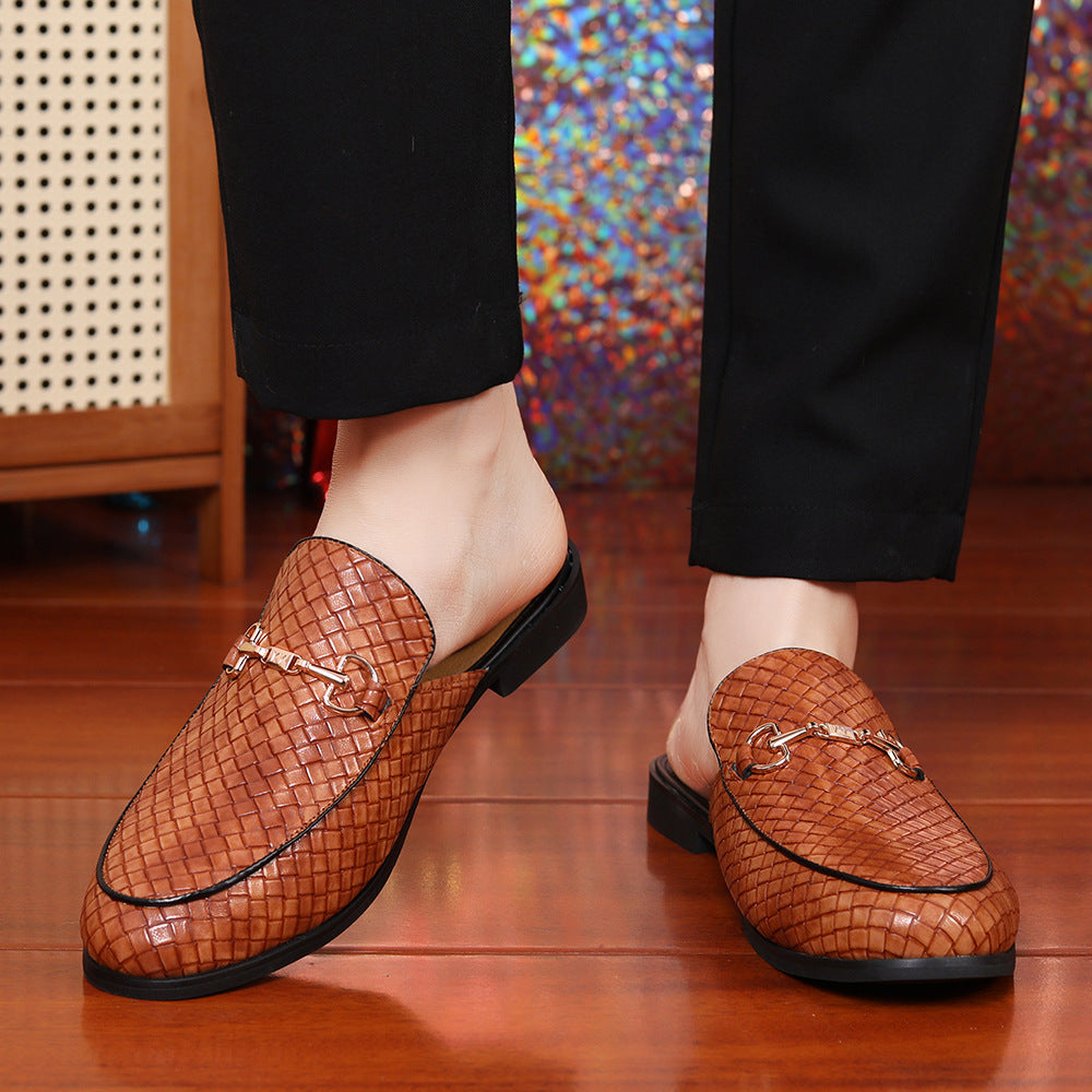 IVORIA WeaveLux Leather Slip-On Mule Loafers