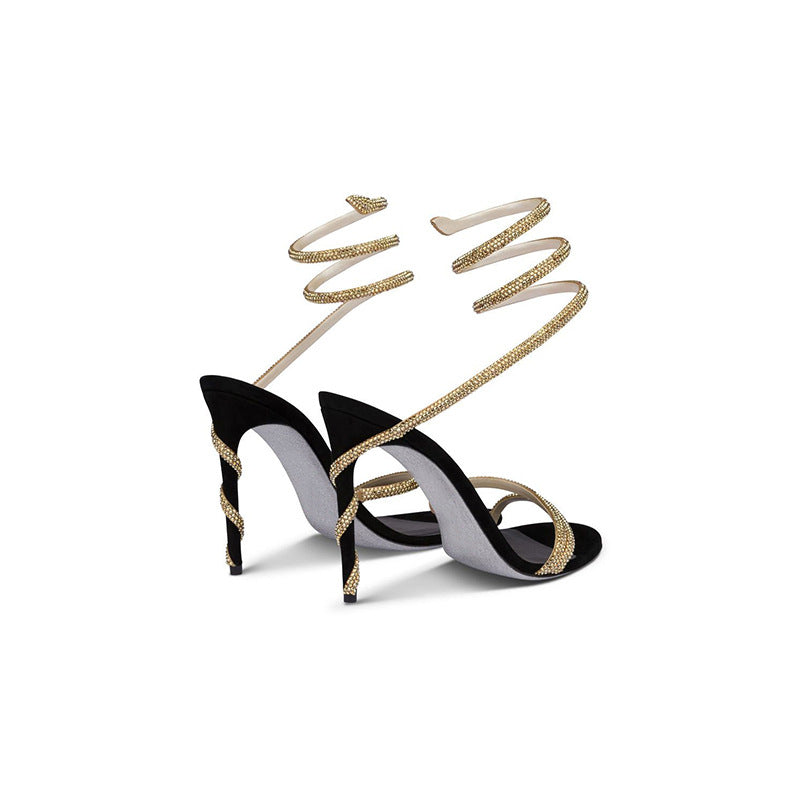 IVORIA Serpentina Crystal Wrap Heels