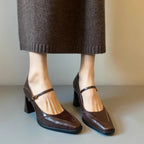 IVORIA Nova Square-Toe Block Heels