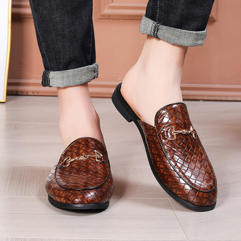 IVORIA WeaveLux Leather Slip-On Mule Loafers