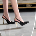 IVORIA Aurelia Sculpted Slingback Leather Heels