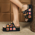 IVORIA BohoBloom Embroidered Platform Sandals