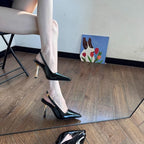 IVORIA Aurelia Sculpted Slingback Leather Heels
