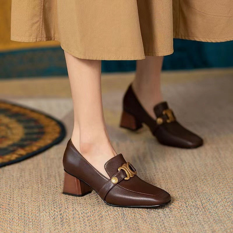 IVORIA Heritage Muse Square-Toe Block Heels