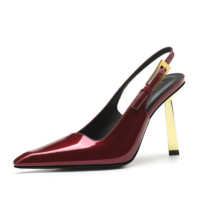 IVORIA Aurelia Sculpted Slingback Leather Heels