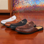 IVORIA WeaveLux Leather Slip-On Mule Loafers