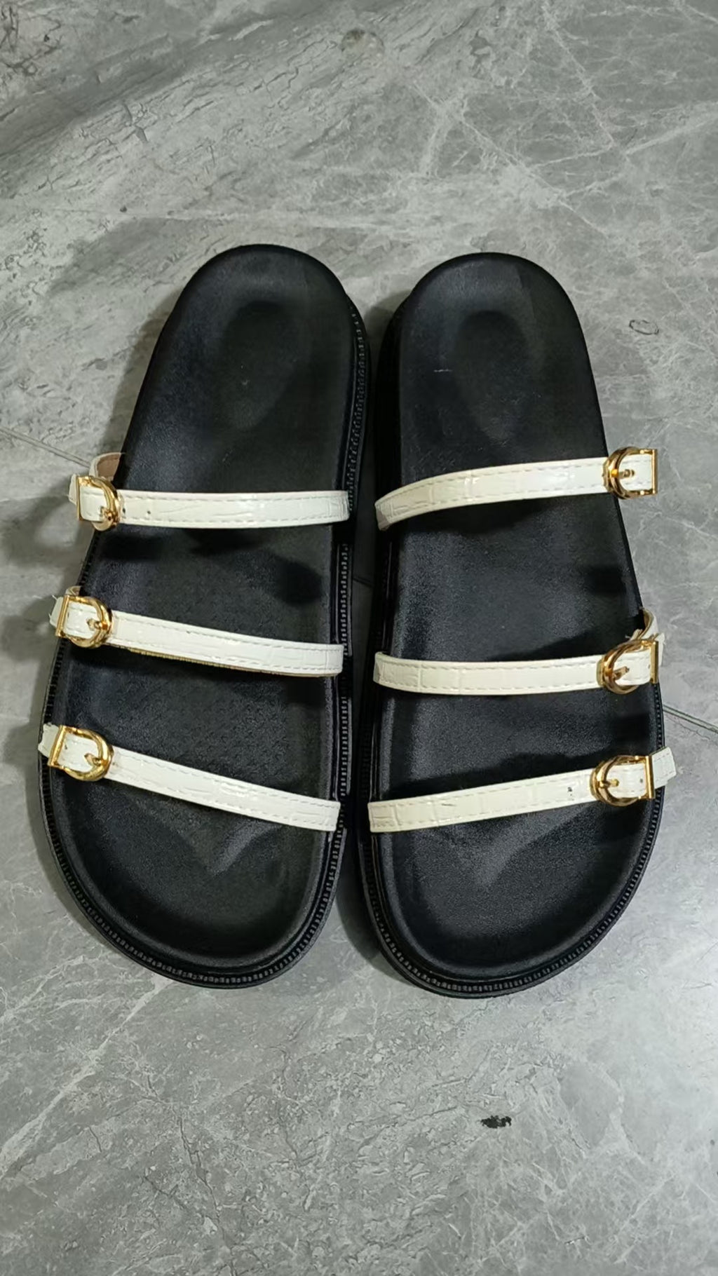 IVORIA Camille Triple-Buckle Platform Sandals