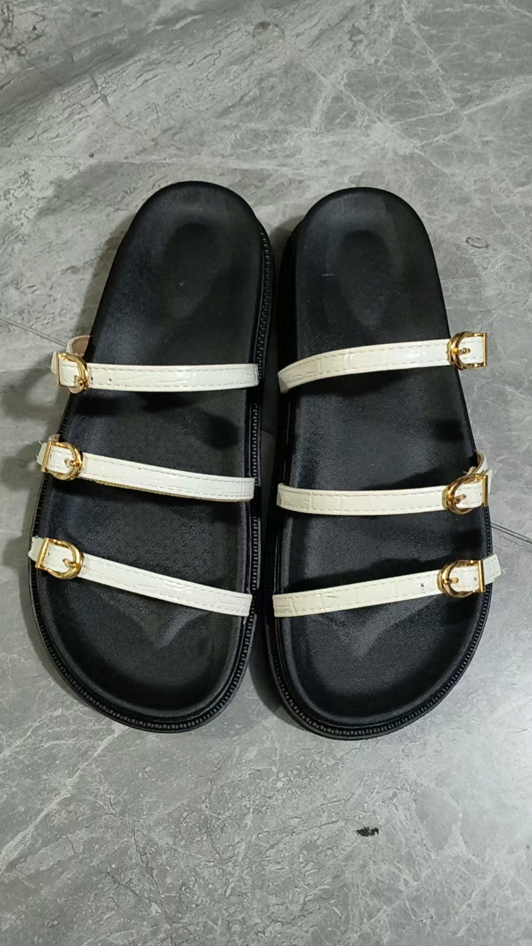 IVORIA Camille Triple-Buckle Platform Sandals