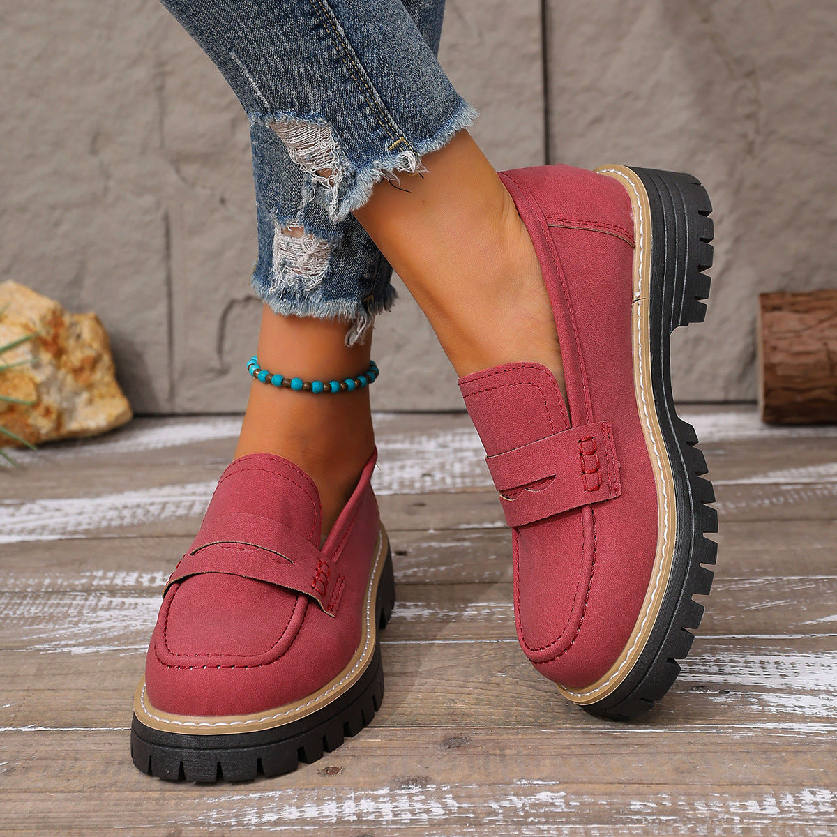 IVORIA Blush Edge Platform Loafers