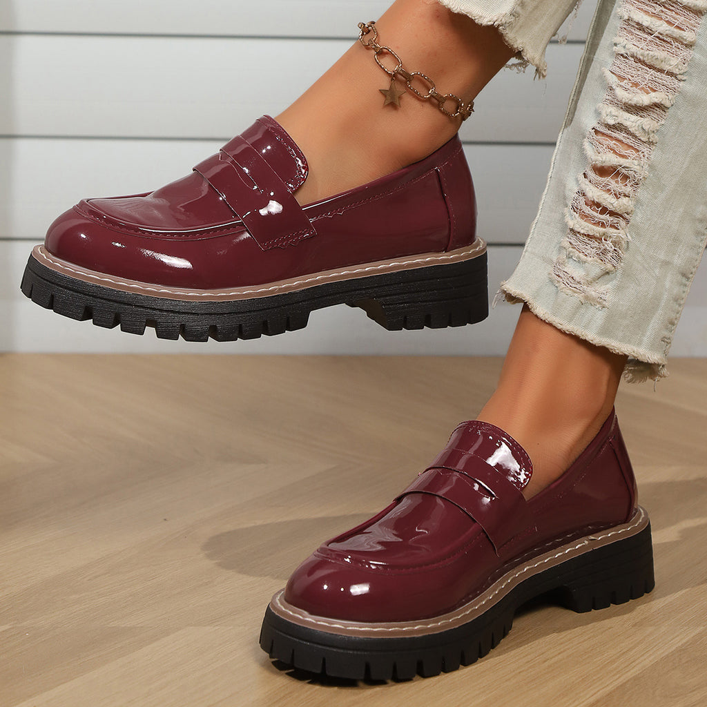 IVORIA Bordeaux Bold Platform Loafers