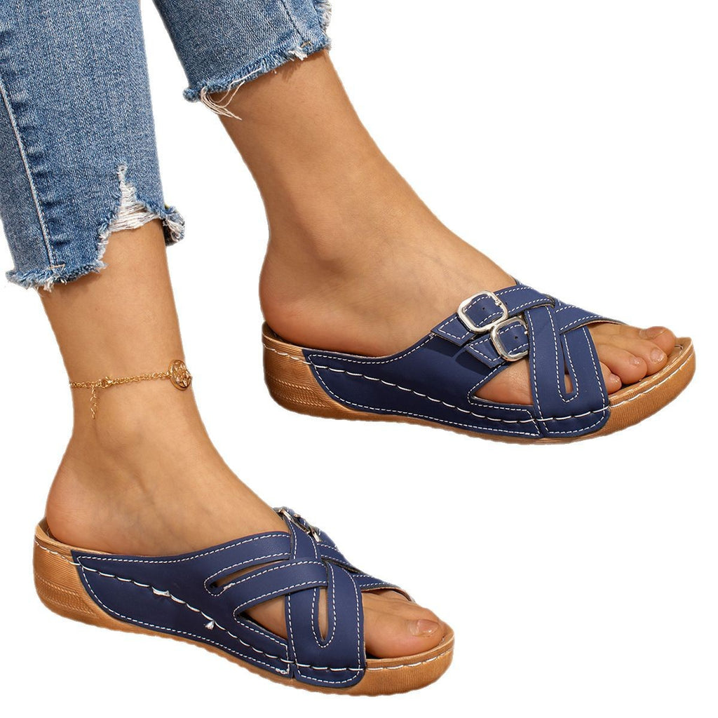 IVORIA Solara Cross-Strap Comfort Slides