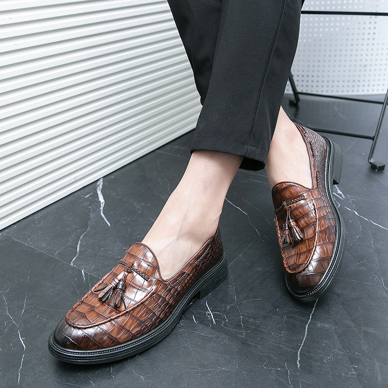 IVORIA RegalCroc Leather Tassel Loafers